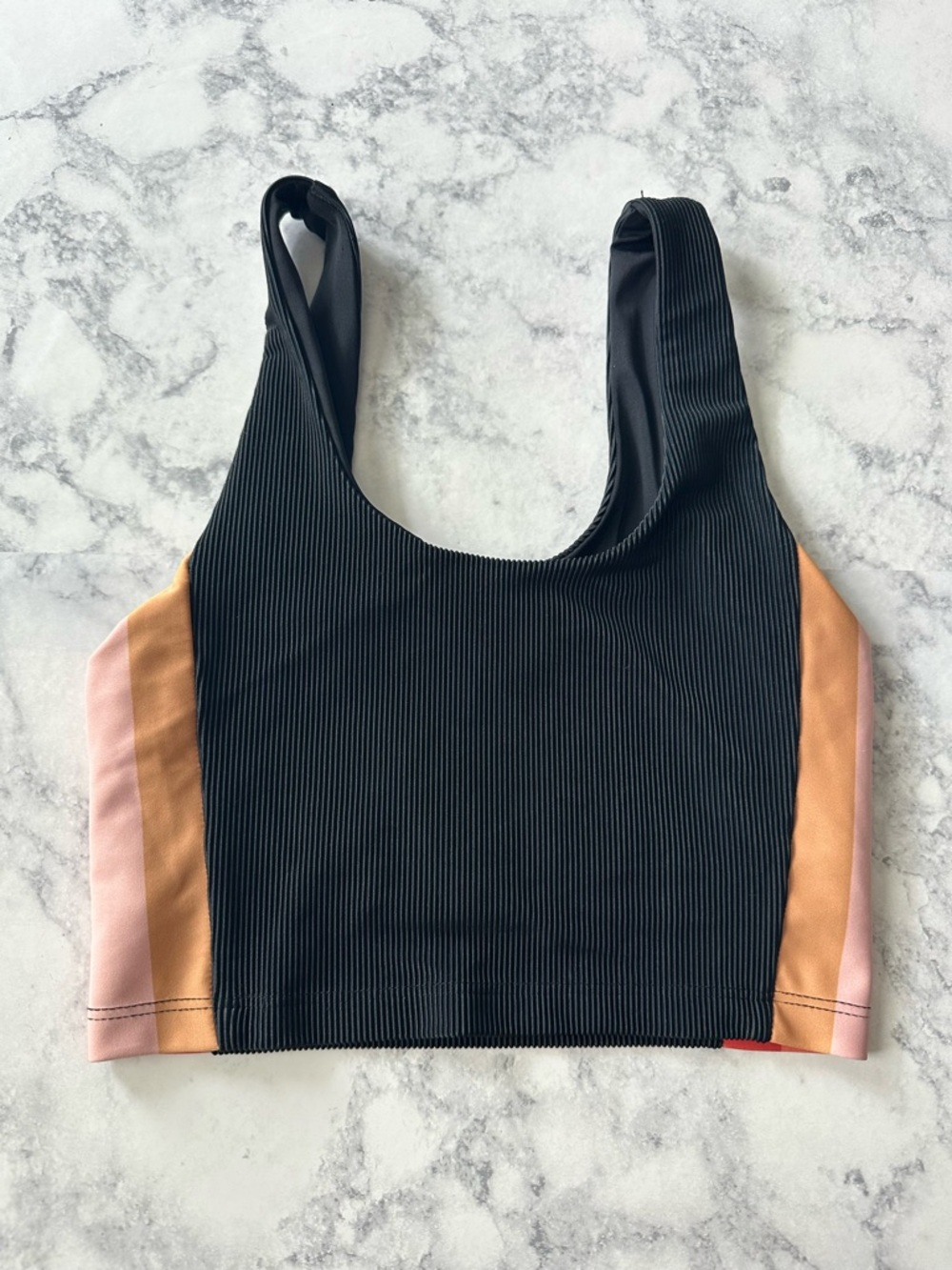 Beach Riot Tessa Top In Coral Stripe In Black